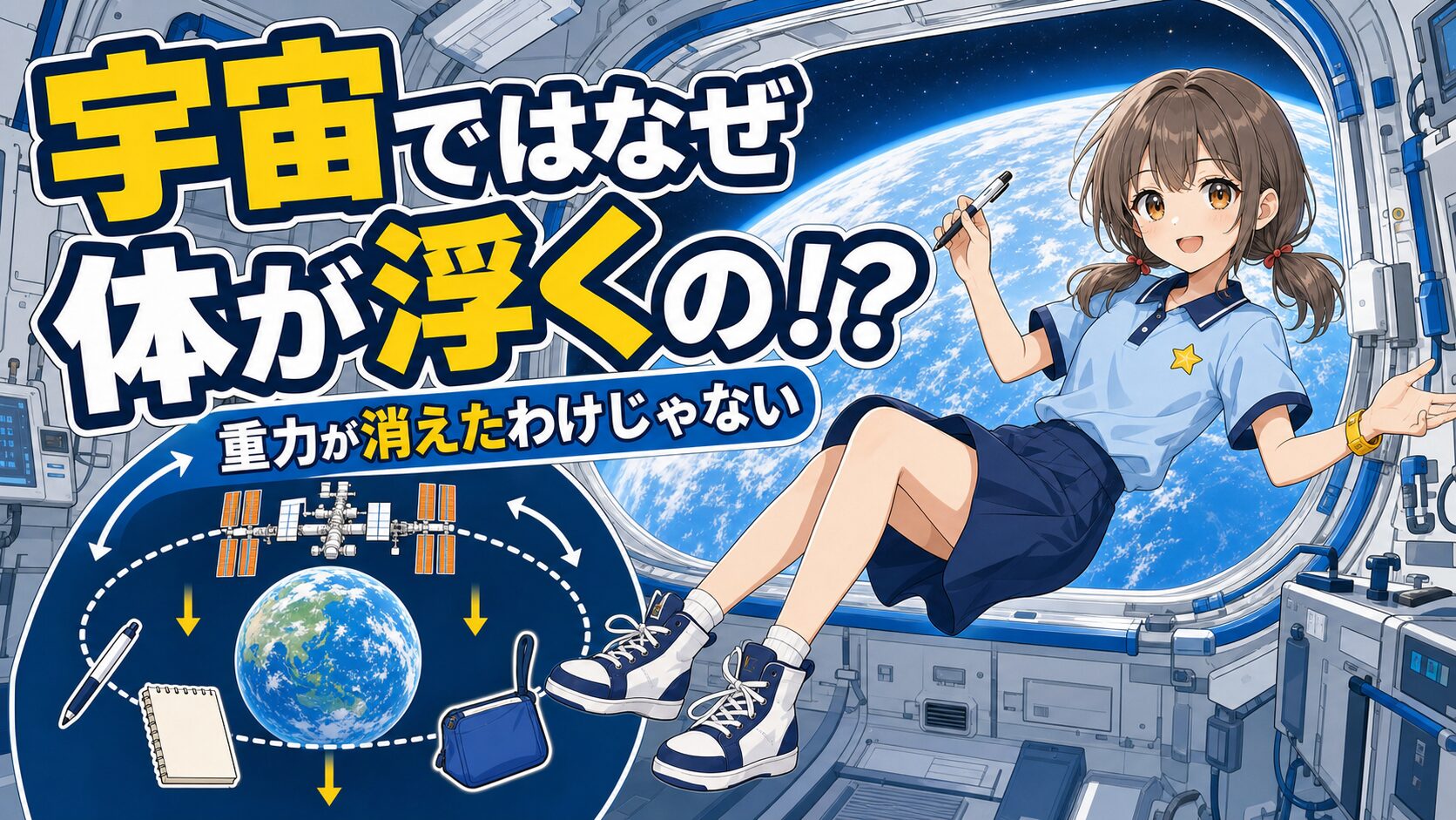 宇宙ではなぜ体が浮くのかを紹介する表紙